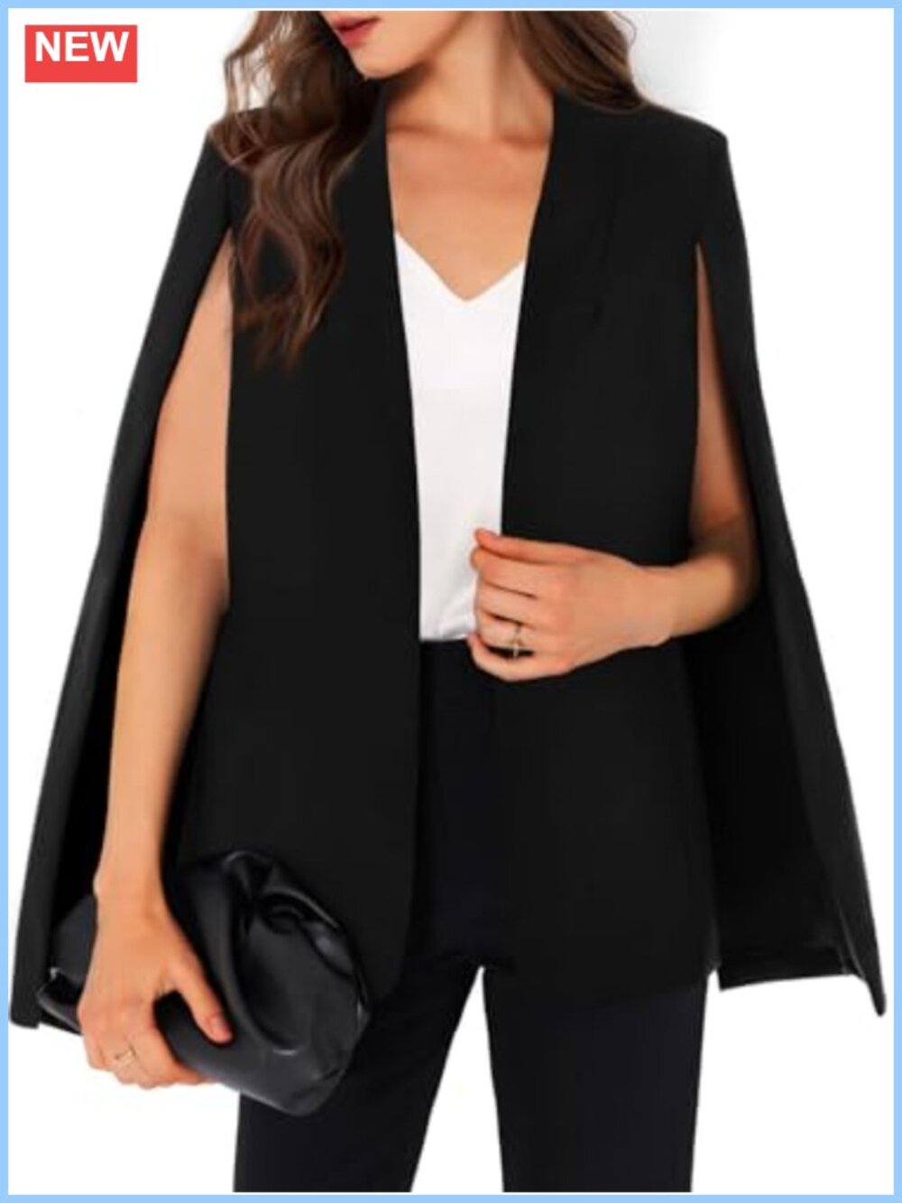 Women's Cape Blazer Split Sleeve Open Front Casual Work Jacket